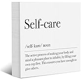 Self Care Items Spa Decor for Spa Room Spa Bathroom Decor Inspirational Rustic Office Desk Decorations Positive Affirmations Farmhouse Encouraging Wood Block Plaque Home Shelf Tabletop Cubicle