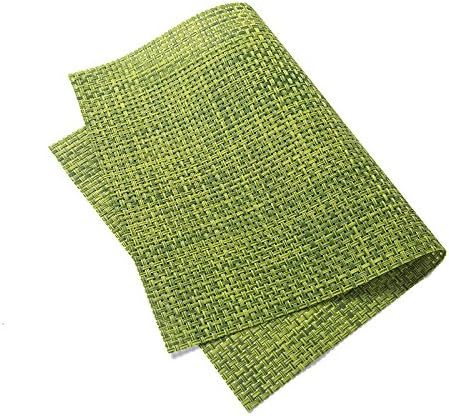 JADEER 1 pc Dinner Placemat Table Mat PVC Rectangular Non-Slip Heat Insulation Braided Kitchen Restaurant Plate Cup Pad Waterproof (green)