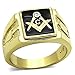 Marimor Jewelry Men's Stainless Steel 14K Gold Ion Plated Crystal Masonic Lodge Freemason Ring Size 13