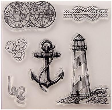❤JaneMo New Arriving Clear Stamps Lighthouse Anchor World Map Transparent Silicone Clear Rubber Stamp Cling Diary Scrapbooking DIY Art Craft Decoration