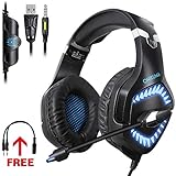 ONIKUMA G3 Gaming Headset for Xbox PS4 PC,Memory Earmuffs Surround Sound Stereo Gaming Headphones with Noise Cancelling Mic for Mac Laptop,NS