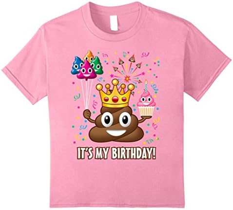 Kids It's My Birthday Poop Emoji T-Shirt 12 Pink