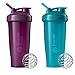 BlenderBottle Classic Shaker Bottle Perfect for Protein Shakes and Pre Workout, 28-Ounce (2 Pack), Plum/Plum and Teal/Teal
