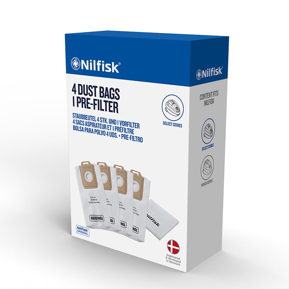 Nilfisk 4 Original Dust Bags + Pre-filter - Select Vacuum Accessories (128389187)