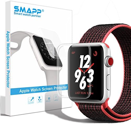 Apple Watch Screen Protector 42mm 38mm (Series 3/Series 2／Series 1),SMAPP Premium Screen Protector for Apple Watch 42 38 mm Easy Installation/Anti-scrach/Full Coverage (2-Pack) (42mm)