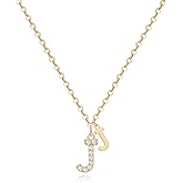 MJartoria 14K Gold Plated Cubic Zirconia Dainty Double Letter Initial Pendant Gold Necklace - Birthday Gifts for Women