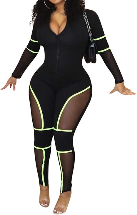 mesh one piece jumpsuit