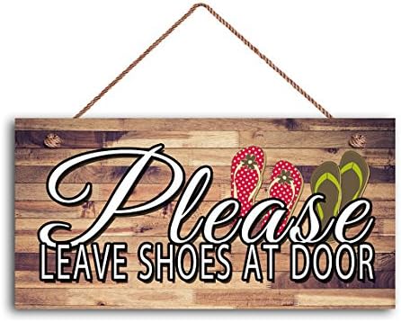 Please Leave Shoes At Door Sign, Beach Flip Flops Sign, Weatherproof, 5" x 10" Sign, Remove Shoes Door Sign, Sign For Guests Wooden Sign.