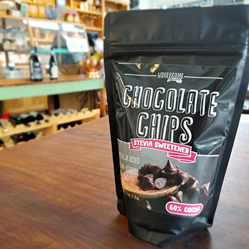 Sugar Free Chocolate Chips, Stevia Sweetened, 12 oz. Value Size, Non-GMO, Vegan, Keto, Low Carb, 60% Cocoa, All Natural, Baking Chips, Gluten Free, No Sugar Added