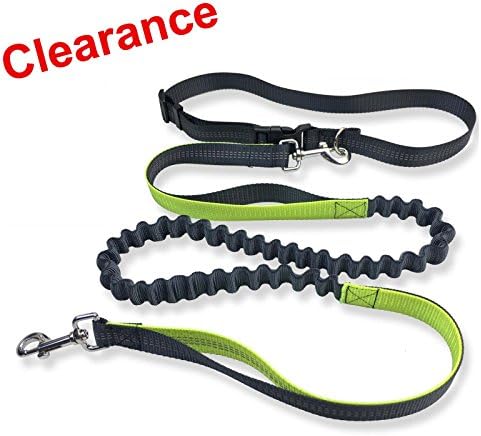 MCBOSON Lightweight Hands Free Dog Leash -Durable Bungee Leash for Running Jogging Walking Hiking -Reflective Stitching Adjustable Length 60 " up to 75"-Waist Belt from 28" up to 48"