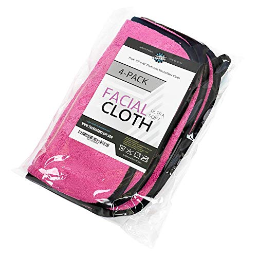 (4-Pack) Premium 10 in. x 10 in. Microfiber Facial Towels ~ Ultra Soft and Gentle Luxury Makeup Remover Wash Cloths with Silky Satin Border ~ TRC Skin Care (Pink) 8 (4-Pack) Premium 10 in. x 10 in. Microfiber Facial Towels ~ Ultra Soft and Gentle Luxury Makeup Remover Wash Cloths with Silky Satin Border ~ TRC Skin Care (Pink)
