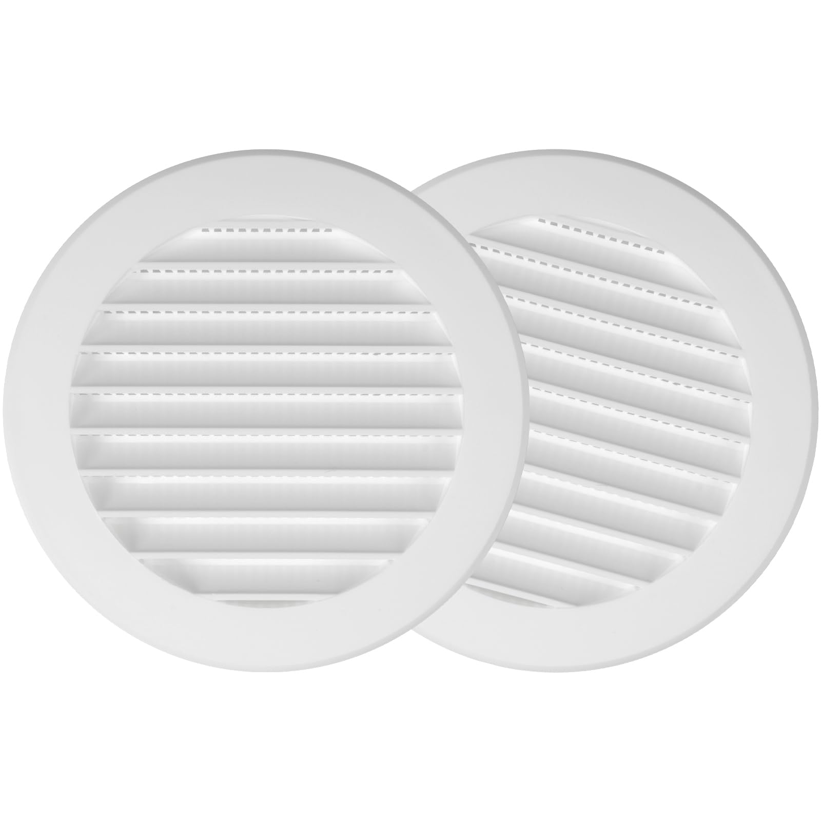Repa Market 2 Pack - 4'' Inch / 100 mm Plastic Vent Cover White - Round Soffit Vent - Exhaust Ventilation Louver - Air Inlet Grille Cover - Built-in Screen Mesh - HVAC Ventilation