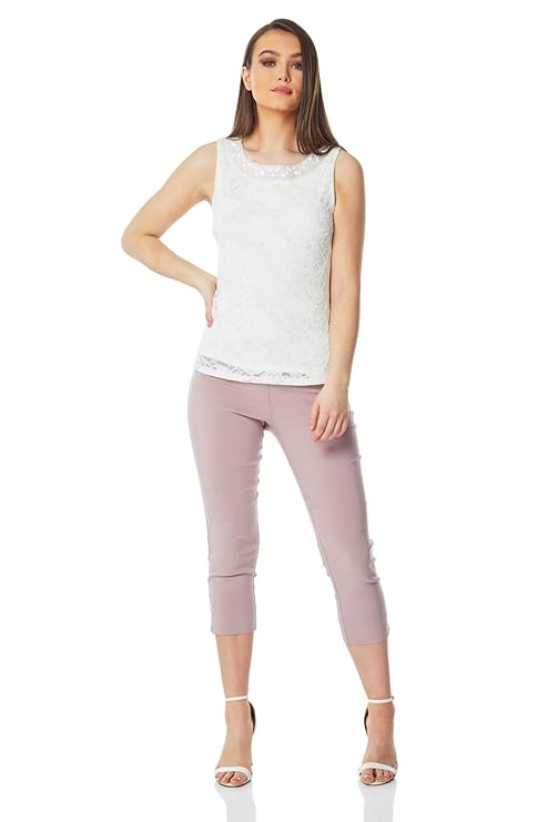 Roman Originals Damen Ärmelloses Top aus Spitze - Damen Lässig-Elegante Tops, Blusen, abends, besondere Anlässe, Büro, Busine