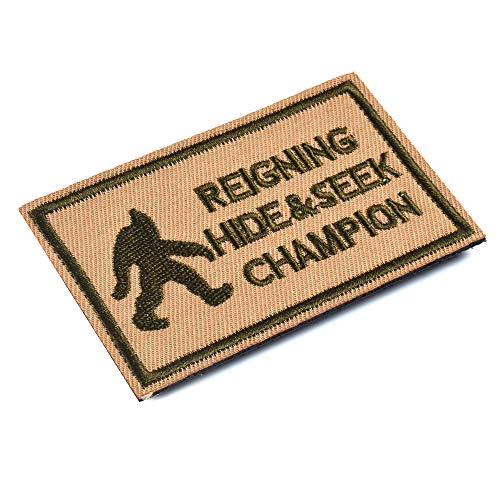 SHELCUP Reigning Hide & Seek Champion Tactical Morale Embroidery Patch Military for Tactical Gear, Coyote