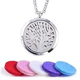ZX Jewelry Aromatherapy Essential Oil Diffuser Pendant Necklace Stainless Steel Locket Pendant