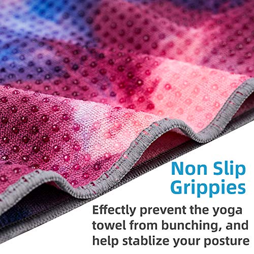 image for ADORENCE Non Slip Yoga Towel (Upgraded PVC Grippies+Side Pockets) Micr