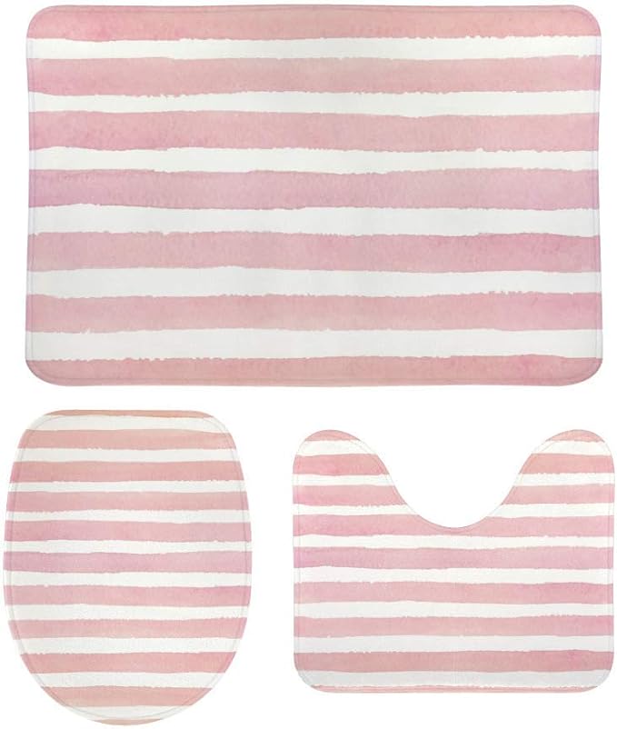 RedBeans Rutschfeste Badematte, 3-teiliges Flanell-Badezimmerteppich