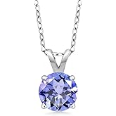 Gem Stone King 6MM Round Gemstone Birthstone Solitaire Pendant Necklace | 925 Sterling Silver | 4-Prong Necklace For Women | With 18 Inch Silver Chain | Fine Jewelry Gifts for Her Mom Women Wife