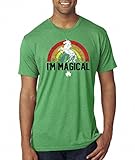 SoRock Men's St. Patrick's Day I'm Magical Rainbow Unicorn Tri Blend Tshirt Green