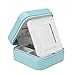 Vlando Small Travel Jewelry Box Organizer - Mirrored Jewelries Necklaces Rings Earrings Necklace Storage Case, Blue