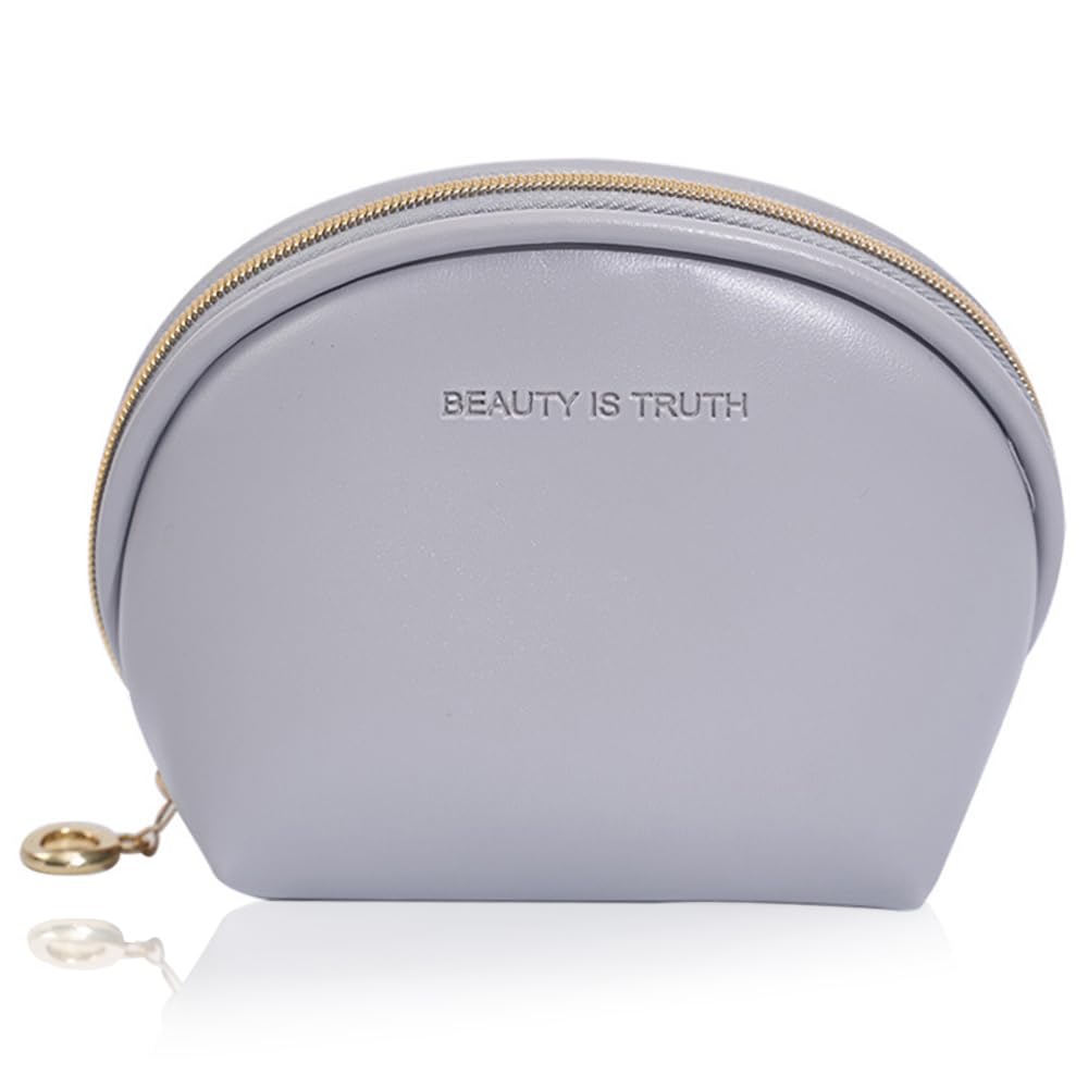 Photo 1 of kamumanni Mini Makeup Bag, Water-repellent Lipstick Case, Faux Leather Coin Purse Pouch with Zipper, Tiny Makeup Bag for Purse, Light Grey