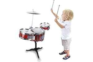 JAFATOY Small Plastic Drum Set Toy for Kids Age 3 - 6 Years Old Toy Musical Instruments Playing Rhythm Beat Toy Great Gift for Boys Girls