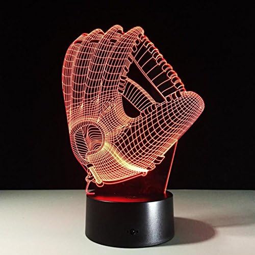 CARYY 3D LED Illusion Lamp, 7 Colors Change Remote Control Visual Light, Optical Baseball Gloves Dimensional Night Light, Decoration Atmosphere Table Lamps, Children Christmas Gifts