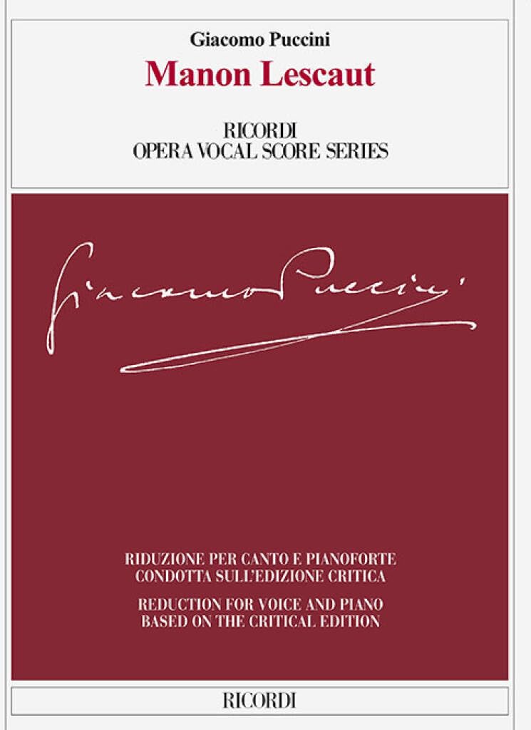 Manon Lescaut Ricordi Opera Vocal Score Series