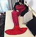 yashidali Wearable Mermaid Tail Blanket Crochet, All Seasons Warm Knitted Bed Blankets Sofa Living Room Quilt for Kids and Adults, Fish-Scales Pattern, 70.9