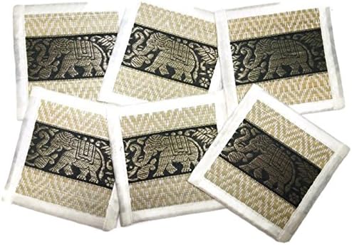 Chic Nature Reed Elephant Collection 6-piece Handmade Coaster Set, Assorted Color (White #1)