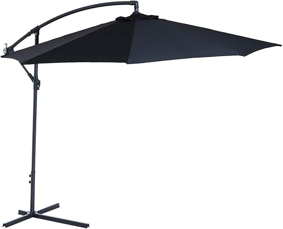 Outsunny F10 Deluxe Patio Umbrella Outdoor Market Parasol Banana Hanging Offset Sunshade Crank Cross Base Black Amazon Ca Patio Lawn Garden