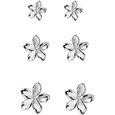 Dtja 3 Pairs Tiny Flower Stud Earrings Sterling Silver Set for Women Girls Cute Cartilage 20g Studs Tragus Post Pin Hypoallergenic Piercing Body Jewelry Christmas Valentine's Birthday Gifts