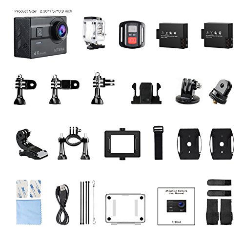 Action Camera 4K ACTMAN Touch Screen 16MP Sony Sensor Underwater Waterproof Camera WiFi Sports Cam with Remote control 2 Batteries and Mounting Accessories Kit Compatible With GoPro - Thumbnail 6
