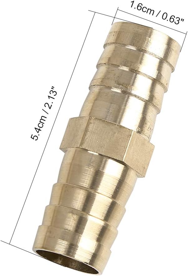 X AUTOHAUX 16mm Brass Barb Hose Fitting Straight Union Connector for Air Water Gas Oil 5pcs, Gold - Image 3