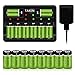 CR123A Rechargeable Batteries, Taken 3.7V 750mA Li-ion Batteries for Arlo Camera (VMC3030/VMK3200/VMS3330/3430/3530), 16 Pack RCR123A Batteries with 8-Ports Charger (16 Pack with 8-Ports Charger)
