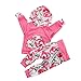 Baby Girls Long Sleeve Floral Hoodie + Pant 2 PCS Outfits Clothing Set (70 Fit 0-3M)