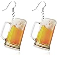 ONLYJUMP Simulation Beer and Wine Glass Earrings for Women - Cute Yellow Whisky and Red Wine Acrylic Earrings - Funny Jewelry