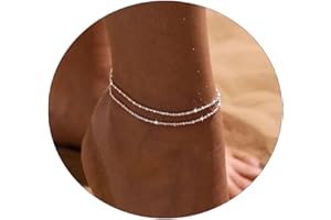 Kyerlyn Dainty Simple Chain Anklet for Women 18k Gold/Silver Plated Summer Beach Beaded Evil Eye Moon Figaro Butterfly Satellite Cuban Pearl Flat Marina Anklet Gift