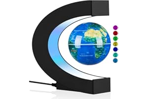 UVEHAS Levitating Globe with LED Lights, Multi-Color Changing Magnetic Levitation Globe Rotating Floating World Map Lamp Office Home Desk Decoration Gadget for Friend Birthday Gifts