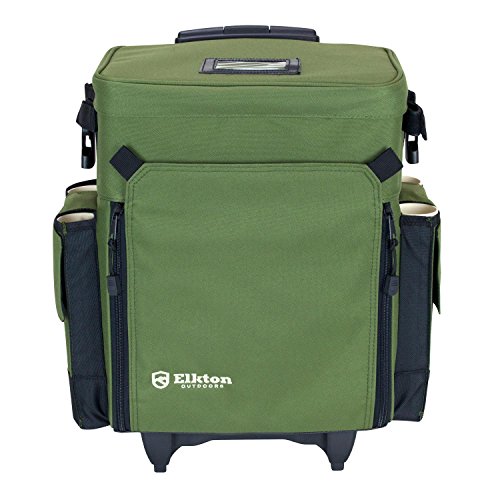 Elkton-Outdoors-Rolling-Tackle-Box-GreenL-157-x-W-96-x-H-185-inches11-poundsWaterproof5-Removable-Tackle-Trays4-Rod-HoldersRolling-Fishing-Tackle-BagRoller-Tackle-Box