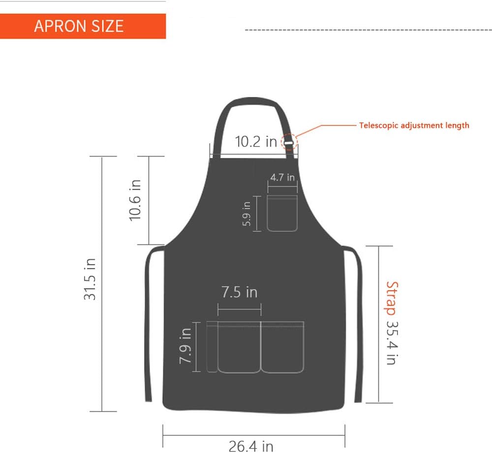 Meychin Blue Adjustable Denim Jean Kitchen Apron with 4 Pockets for Women Men Optimized Upgrade(Denim): Home & Kitchen