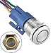 APIELE 19mm Latching Push Button Switch 12V DC Angel Eye Halo Ring LED Metal 0.74
