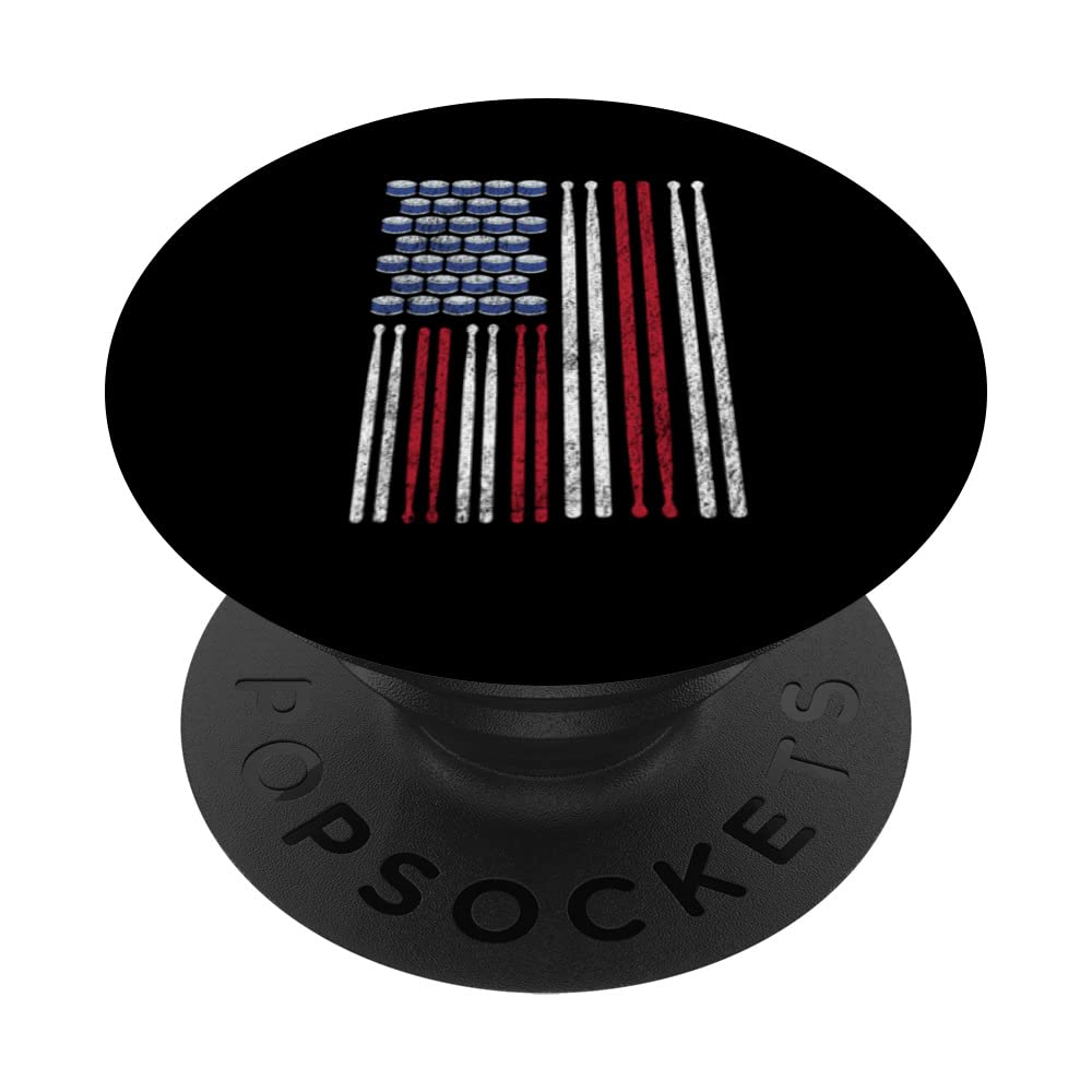 Patriotic US Flag Drums Drumsticks Drummer PopSockets Swappable PopGrip