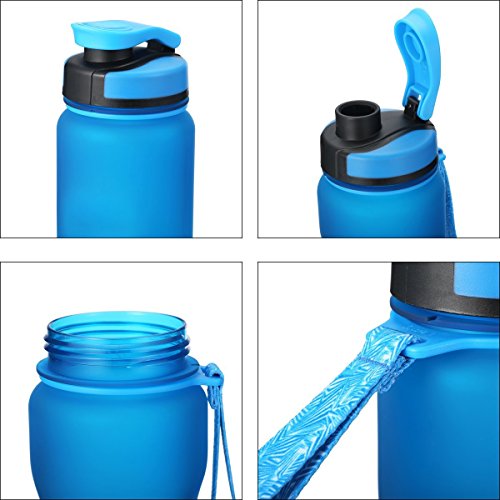 Sports Water Bottle , DRILLPRO 35oz/1L Drinking Bottle - BPA Free - Flip Top Leak Proof - One Click Open for Outdoor & Gym Sport - Thumbnail 4