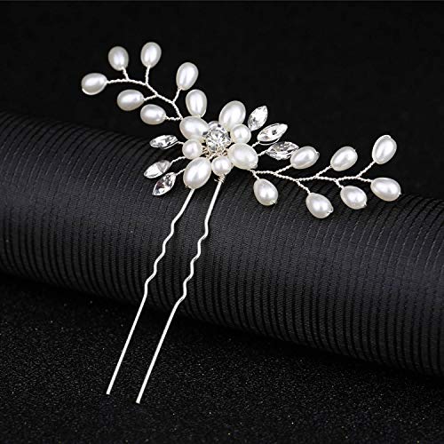 inSowni 30 Pack Wedding Bridal Hair Side Combs+U Shaped Hair Pins Clips Pieces Accessories Barrettes Rhinestone Pearl Flower Silver for Women Girl Bridesmaids - Thumbnail 4