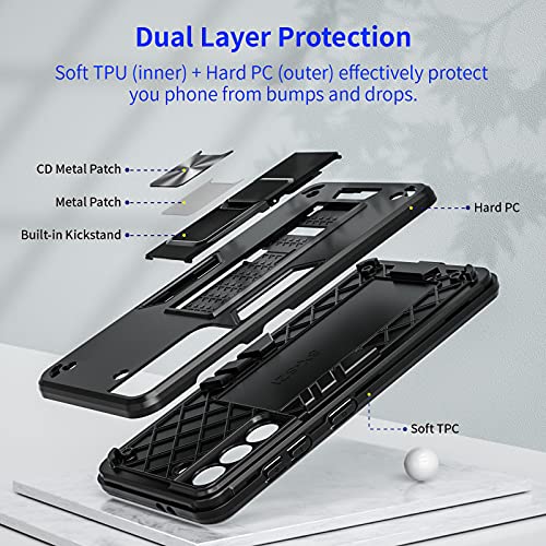 OCYCLONE Samsung Galaxy S21 Hülle, Dual Layer Schutzhülle S21 5G Cover Armor Stoßfest mit Magnet Ständer, Handyhülle für Samsung S21 6,2 Zoll - Schwarz