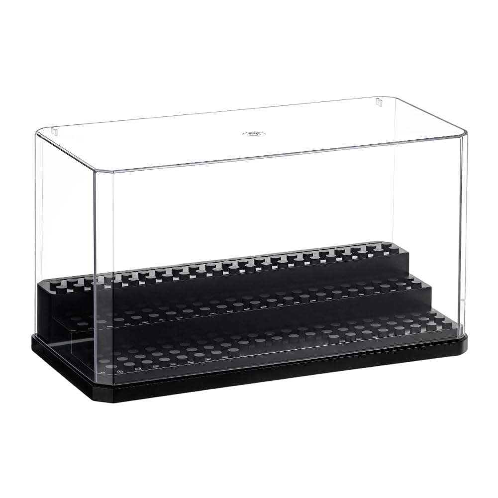 OLYCRAFT Acrylic Display Case Display Case for Minifigure Action Figures Blocks Removable Display Box Cube Showcase for Models Gifts Dustproof Storage Display Boxes - Black