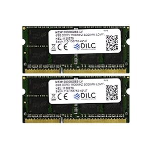 DILC, SODIMM DDR3 8 GB, 2 RAM-geheugen voor draagbare pc, PC3-12800, 1600 MHz (204 pin), 1,35 V (Low Voltage…