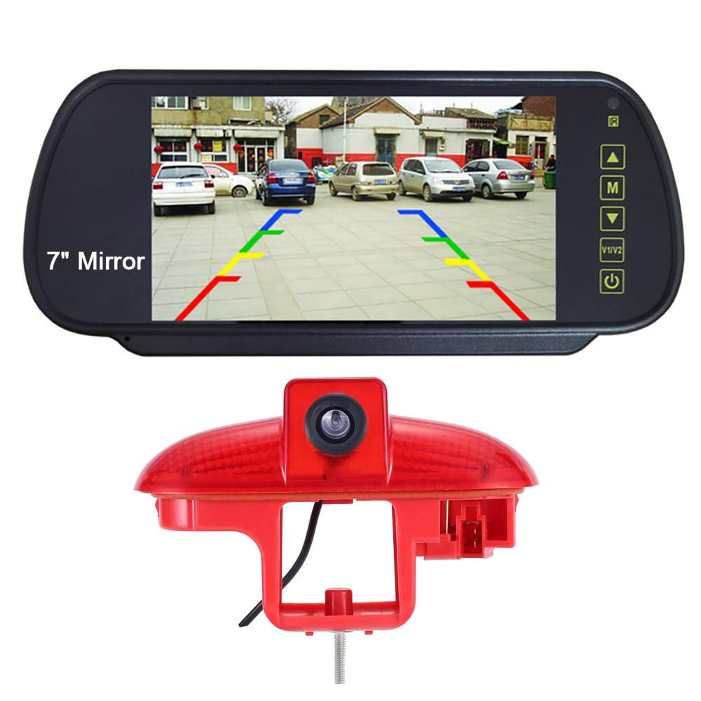 HD Rear View Reversing Parking Camera Compatible with Opel Vivaro/Vauxhall/Combo/Renault Master/Fiat Scudo/Talento/Movano X70/Nissan Interstar/Primastar/Peugeot Expert/Citroen Jumpy+7''rearview mirror