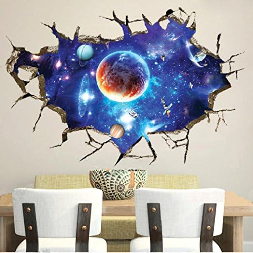 Geyou 3D Removable Wall Stickers Window View Vinyl Art Room Decal Mural Home Decorations (Blue)